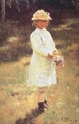 Ilya Repin Girl with a Bouquet (Vera,the Artist's Daughter) (nn02) painting